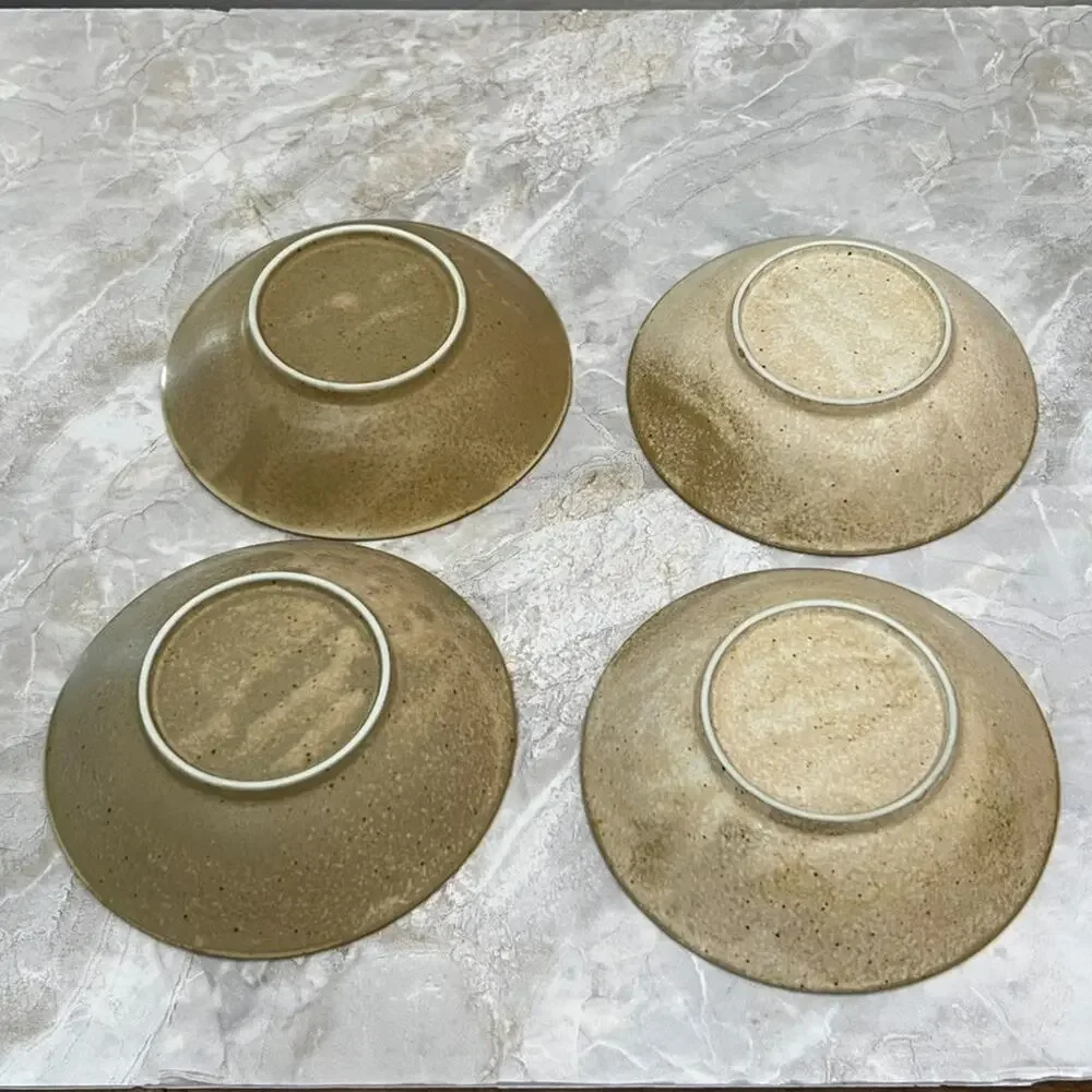 Thai Wax Resist MCM Pottery Shallow Bowls 6.5